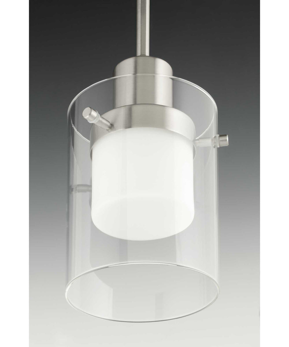 Moderna LED Clear Glass Mid-Century Modern Pendant Light Brushed Nickel