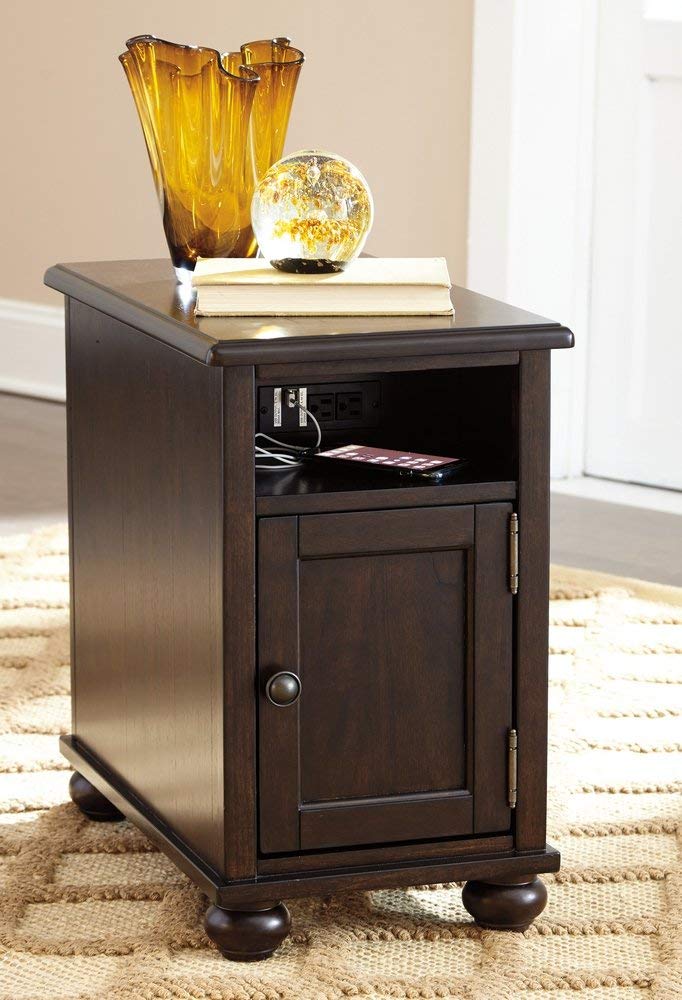 23"H Barilanni Chair Side End Table Dark Brown
