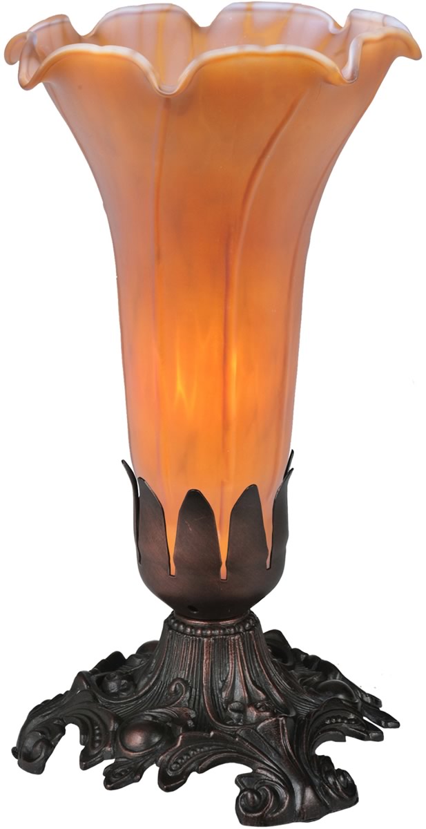 8"H Amber Pond Lily Accent Lamp
