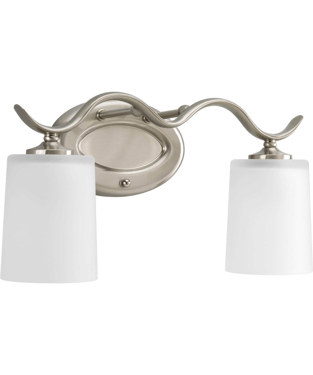 Inspire 2-Light Etched Glass Traditional Bath Vanity Light Brushed Nickel