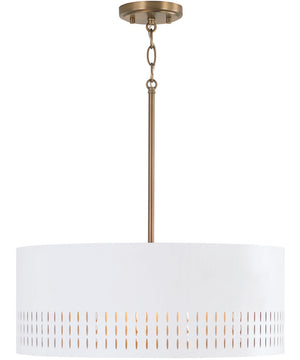 Dash 3-Light Pendant Aged Brass and White