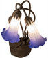 16" High Blue/White Pond Lily Tiffany Pond Lily 3 Light Accent Lamp