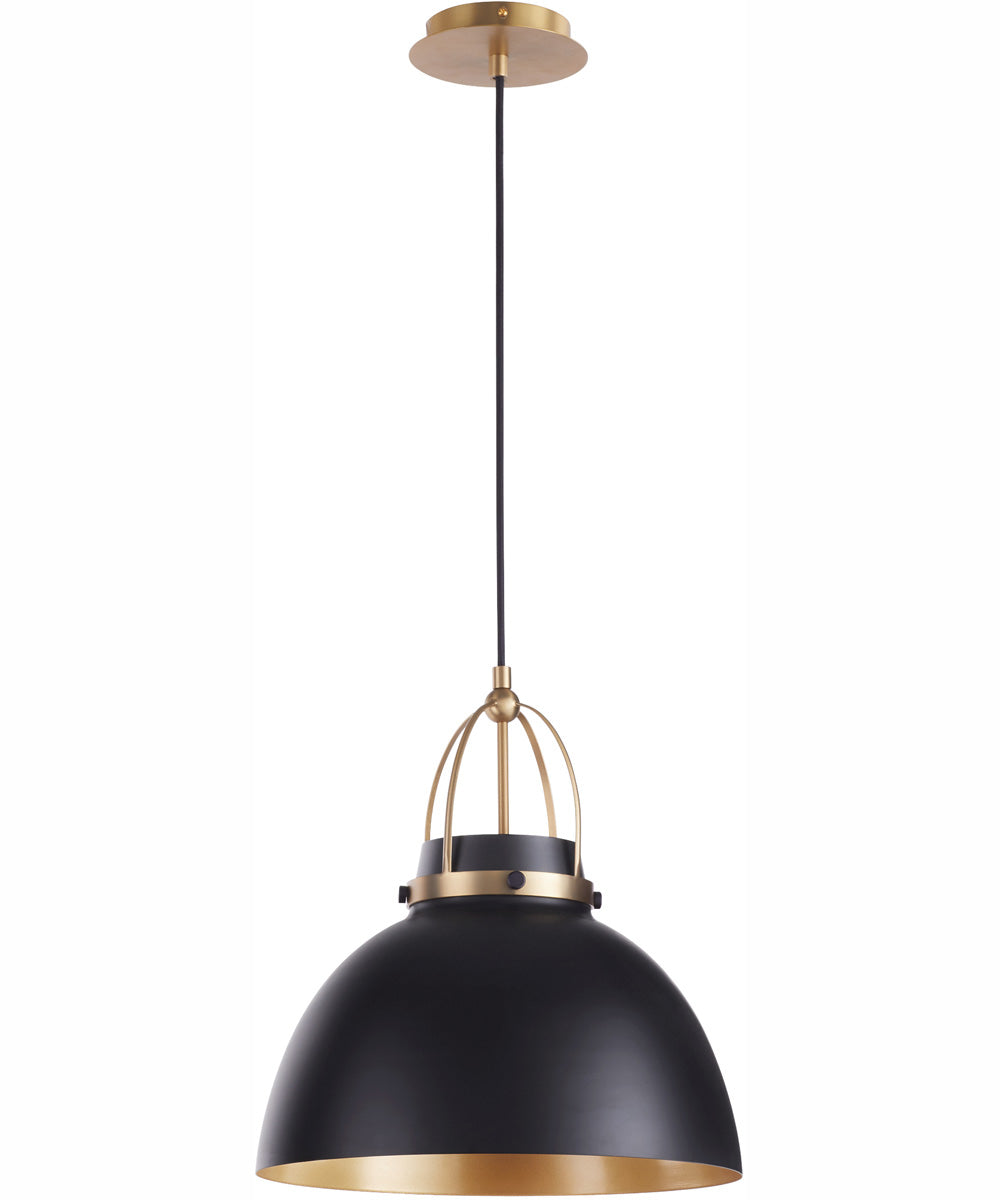 1-light Pendant Matte Black w/ Aged Brass