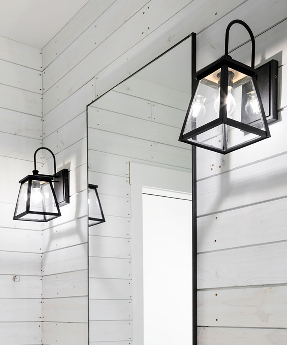 Belmore 1-Light Outdoor Wall Mount Rain or Shine - Black with Clear Glass