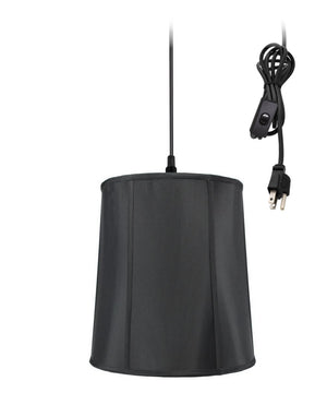 14"W 1-Light Plug In Swag Pendant Ceiling Light Black Shade
