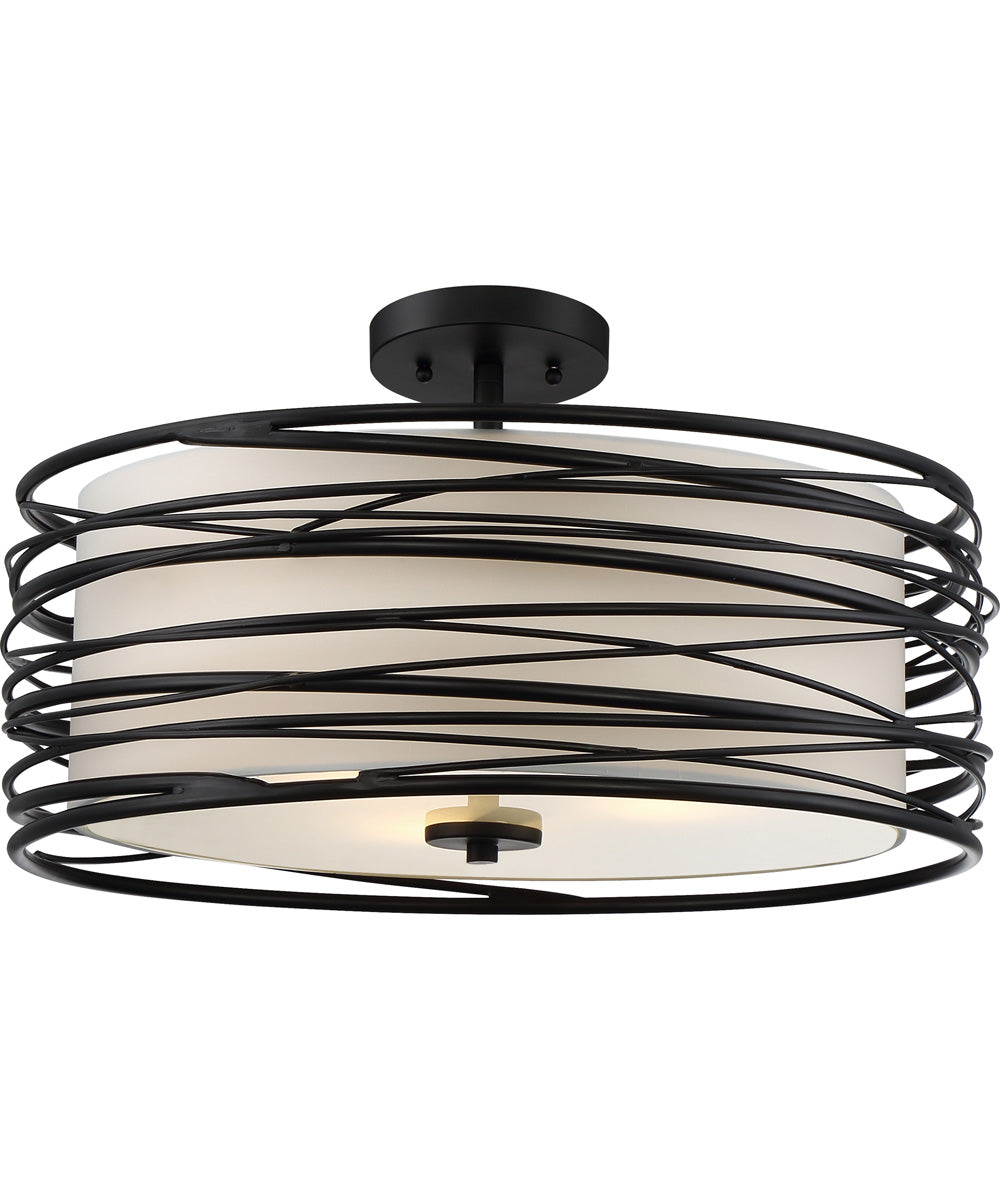 Spiral 3-light Semi Flush Mount Mystic Black