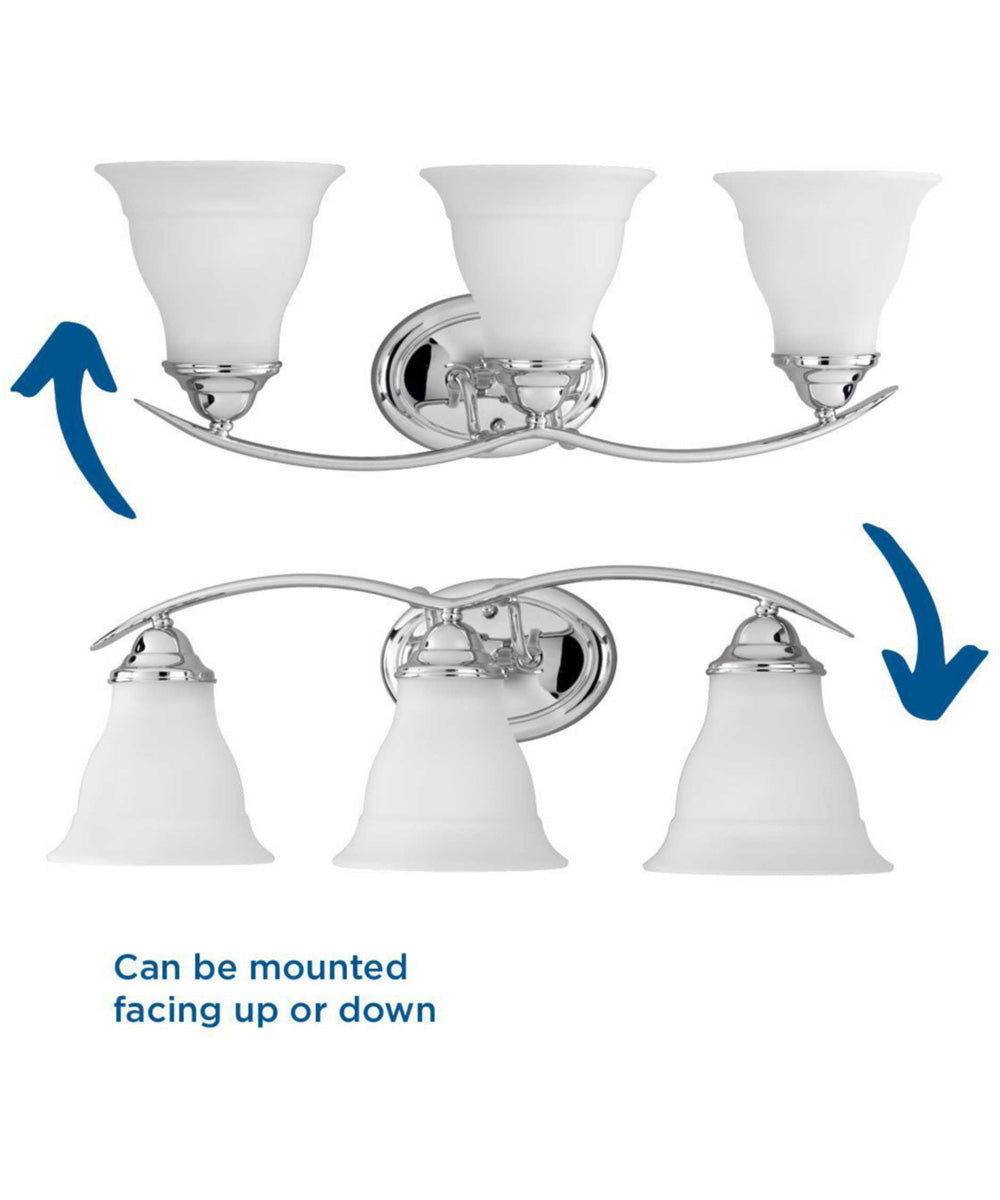 Trinity 3-Light Etched Glass Traditional Bath Vanity Light Polished Chrome