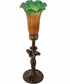 15" High Amber/Green Tiffany Pond Lily Nouveau Lady Accent Lamp