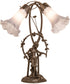 17" High Gray Tiffany Pond Lily 2 Light Trellis Girl Accent Lamp