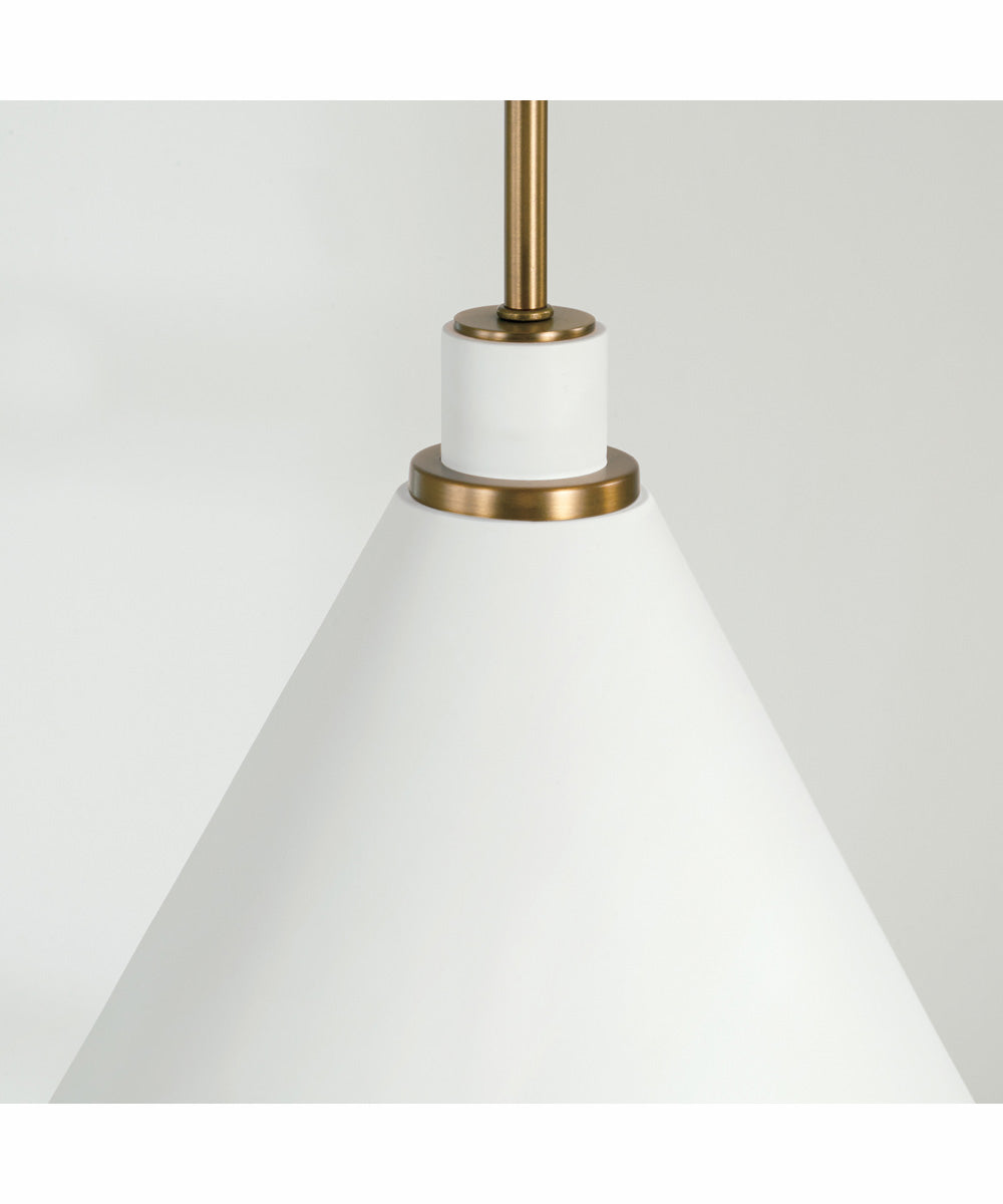 Bradley 1-Light Pendant Aged Brass and White