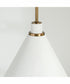 Bradley 1-Light Pendant Aged Brass and White