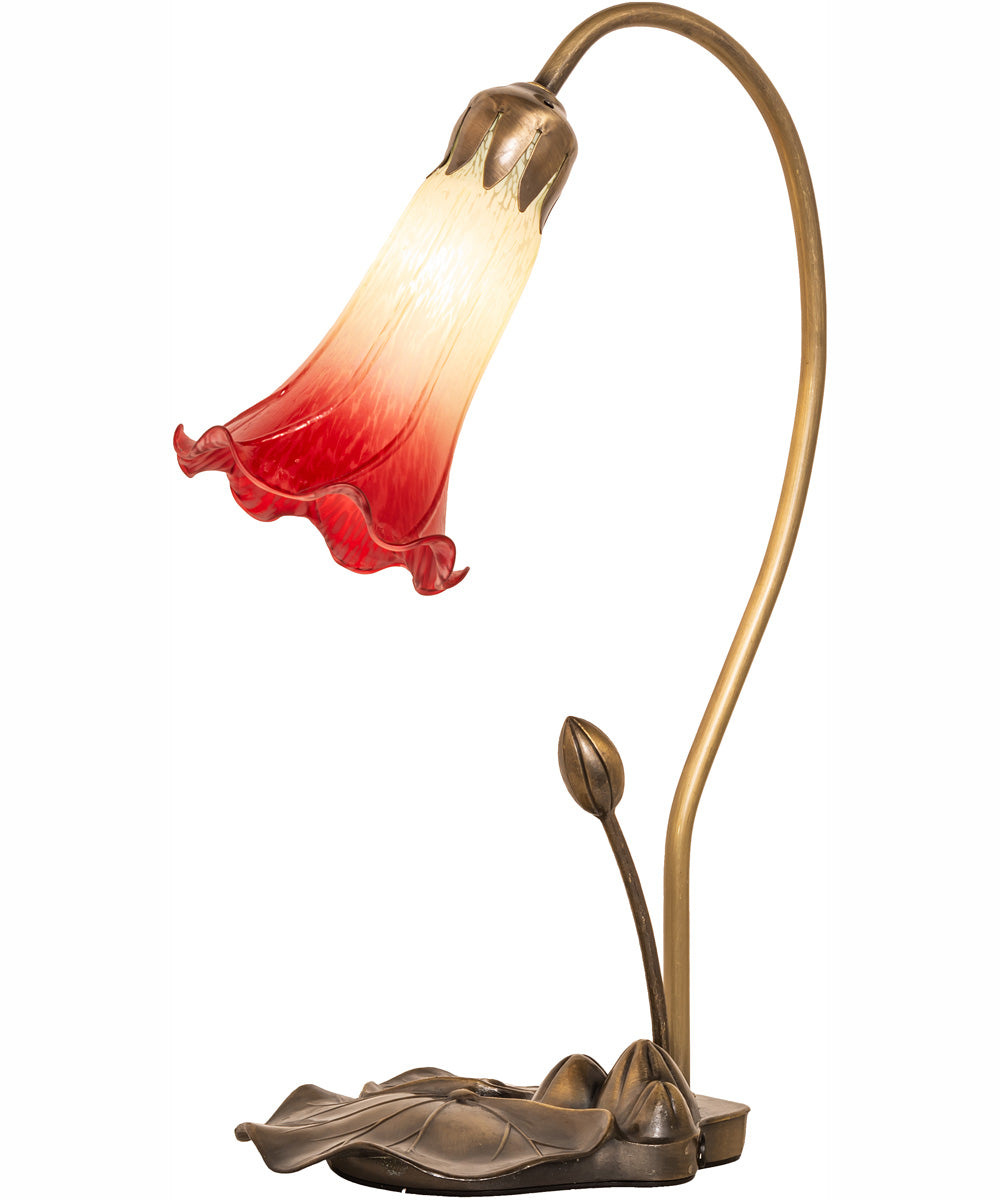 16" High Seafoam/Cranberry Tiffany Pond Lily Accent Lamp