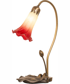 16" High Seafoam/Cranberry Tiffany Pond Lily Accent Lamp