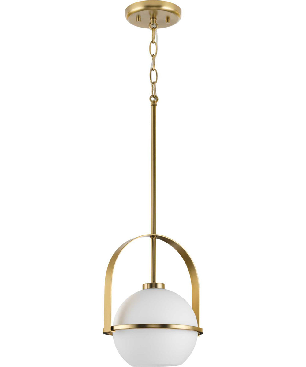 Delayne 1-Light Mid-Century Modern Etched Opal Glass Pendant Light Brushed Bronze