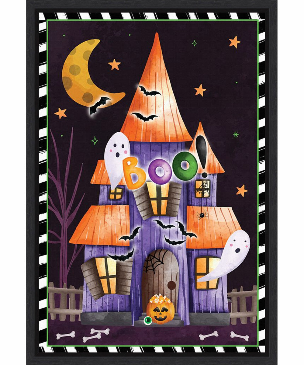 Framed Haunted House by Art Nd Canvas Wall Art Print (16  W x 23  H), Sylvie Black Frame