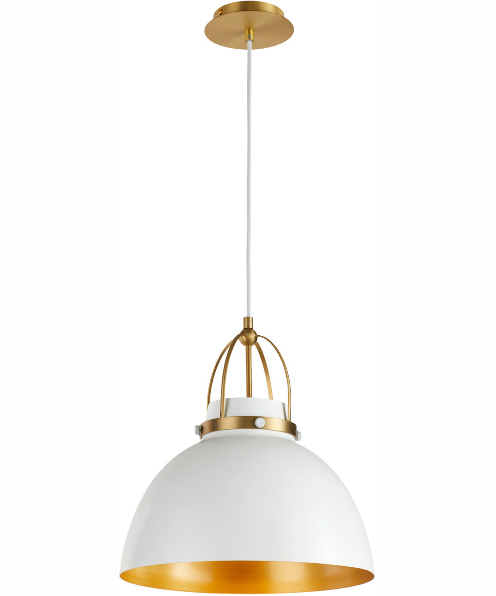 1-light Pendant Studio White w/ Aged Brass