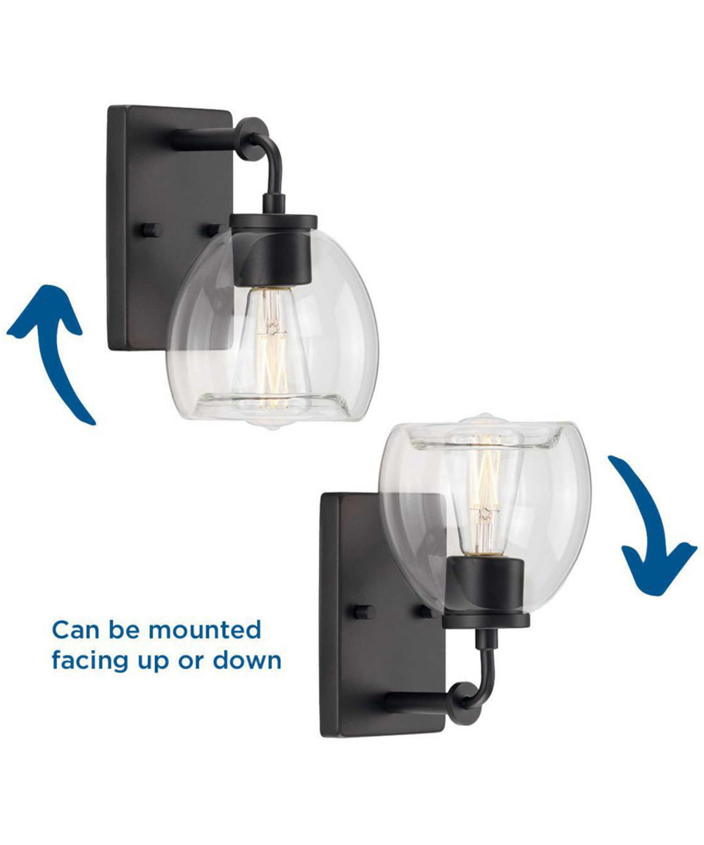 Caisson  1-Light Clear Glass Urban Industrial Bath Vanity Light Graphite