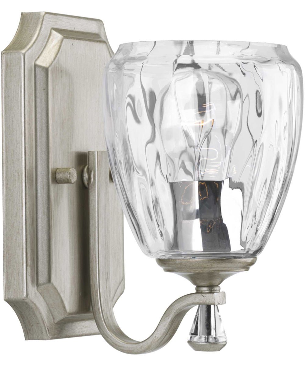Anjoux 1-Light Clear Water Glass Luxe Bath Vanity Light Silver Ridge