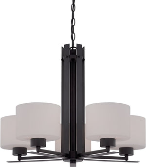 26"W Parallel 5-Light Chandelier Aged Bronze