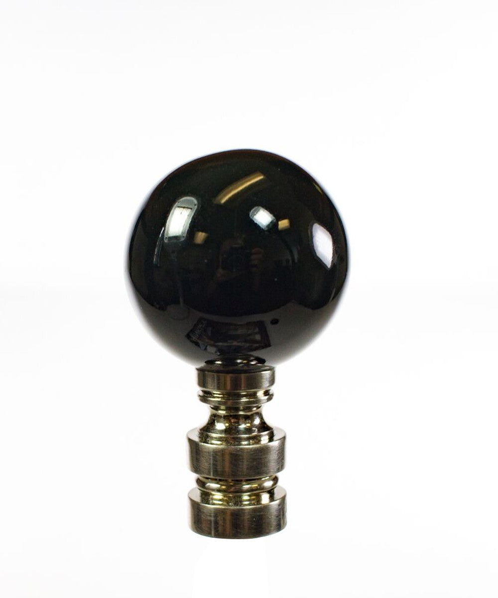 Ceramic 35mm Black Ball Nickel Base Lamp Finial 2"h