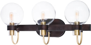 23"W Bauhaus 3-Light Bath Vanity Bronze / Satin Brass