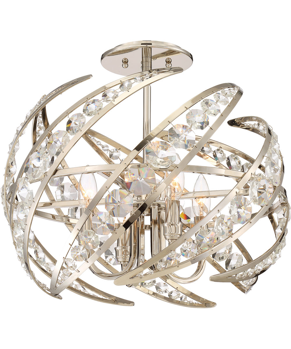 Crescent 4-light Semi Flush Mount Polished Nickel