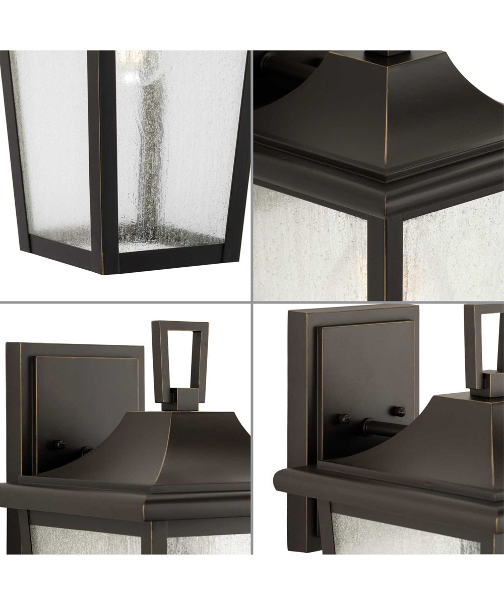 Padgett 1-Light Transitional Clear Seeded Glass Outdoor Wall Lantern Antique Bronze