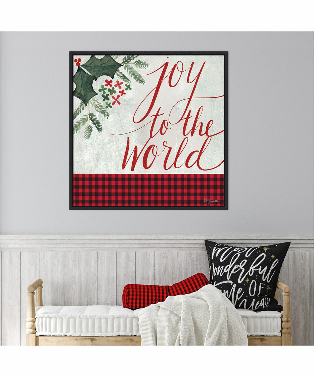 Framed Joy to the World by Katie Doucette Canvas Wall Art Print (30  W x 30  H), Sylvie Black Frame