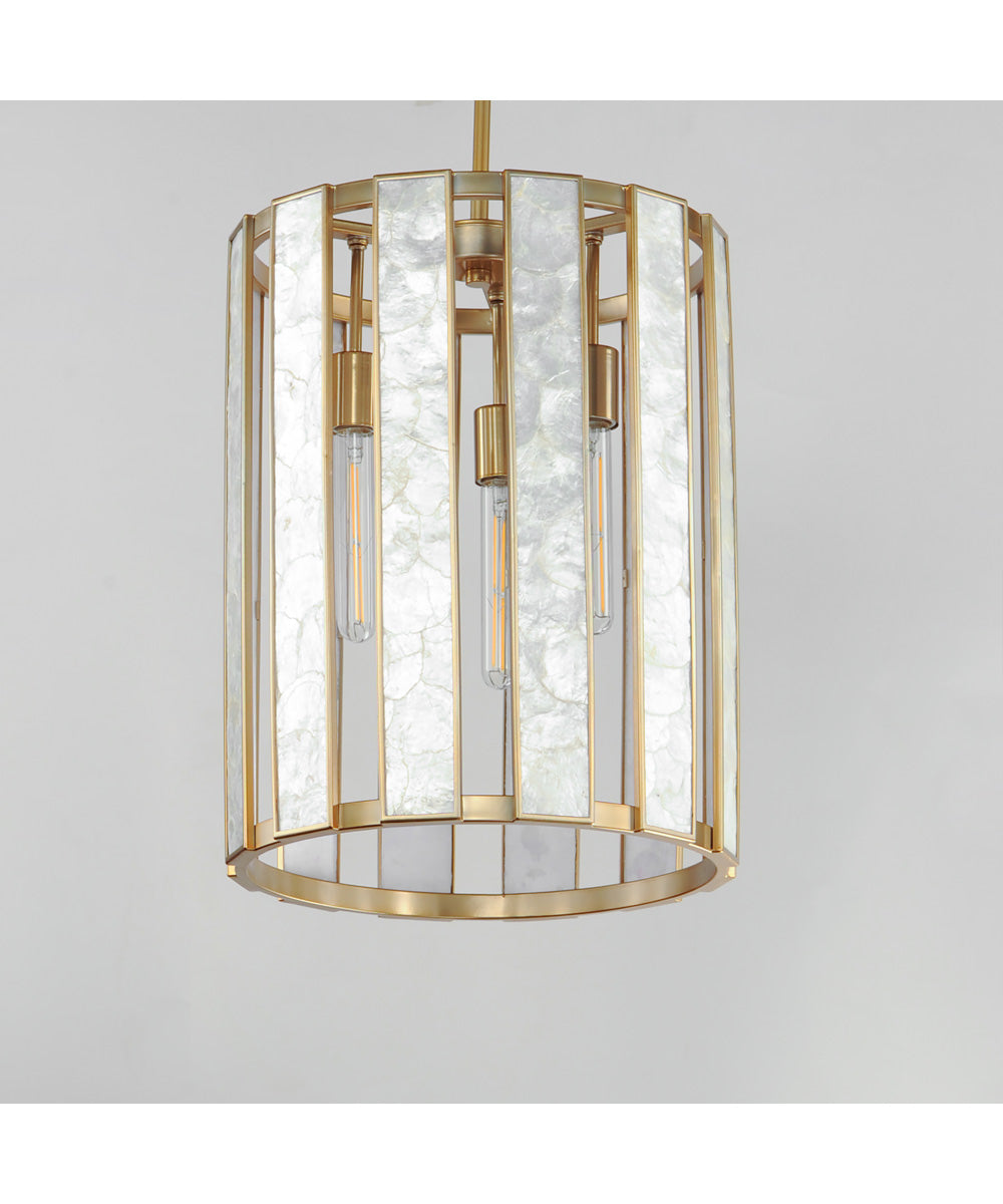 Miramar 3-Light Foyer Pendant Capiz / Natural Aged Brass