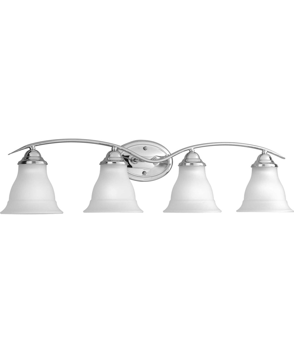 Trinity 4-Light Etched Glass Traditional Bath Vanity Light Polished Chrome