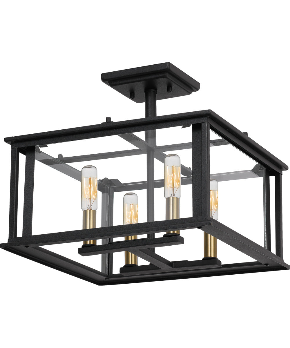 Citadel Medium 4-light Semi Flush Mount Earth Black