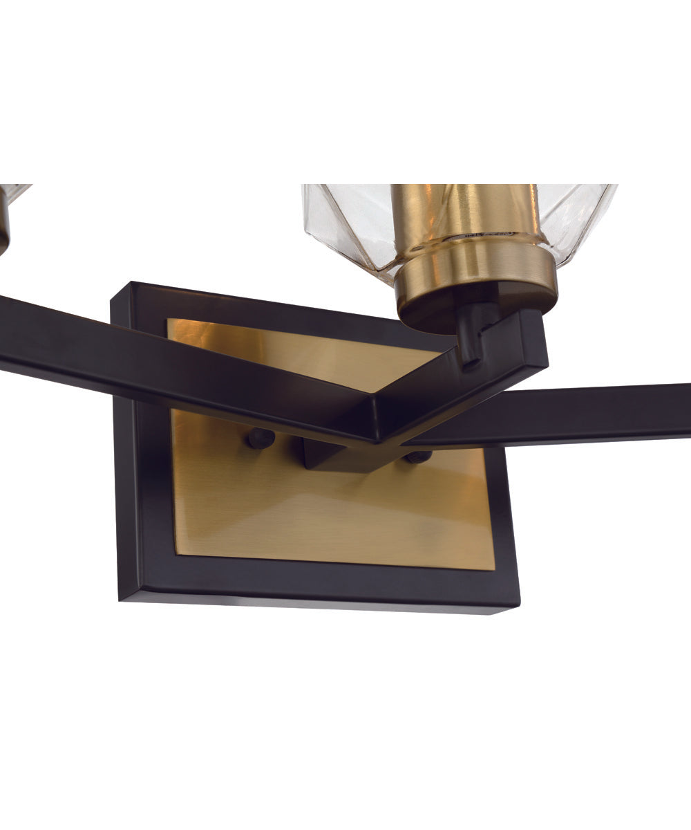 Avante Grand 3-Light Vanity Flat Black/Satin Brass