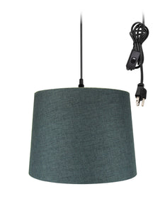 14"W 1 Light Swag Plug-In Pendant  Granite Gray Shade Black Cord
