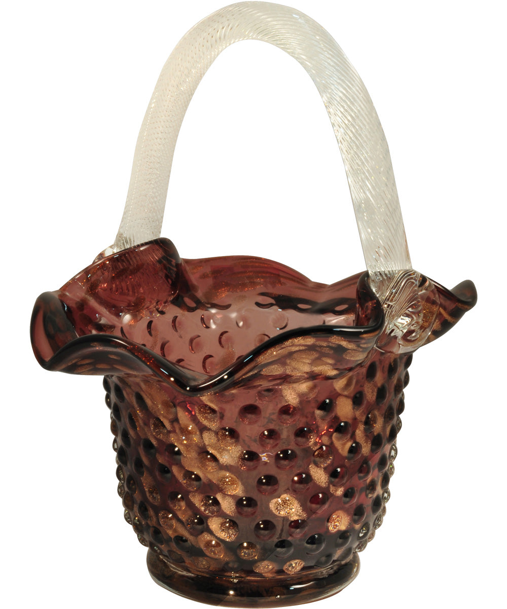 Purple Basket Hand Blown Art Glass Home Accent