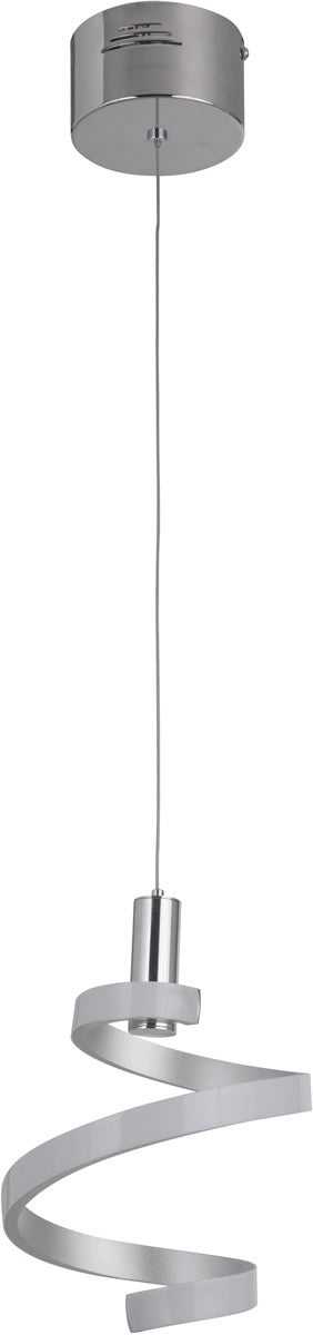 8"W 1-Light LED Mini Pendant Light Matte Silver/Chrome