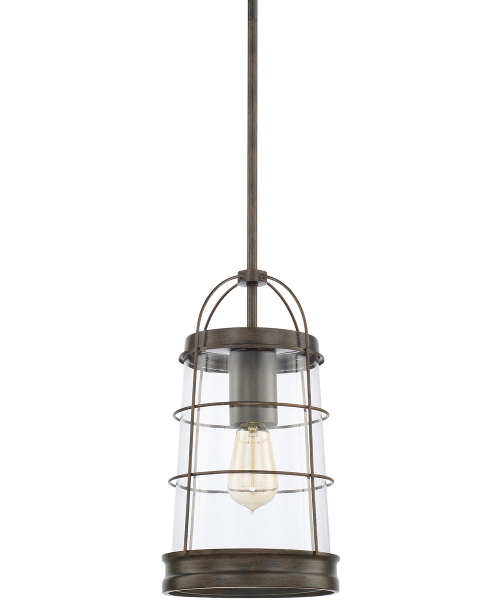 Beaufort 1-Light Pendant In Nordic Grey With Clear Glass
