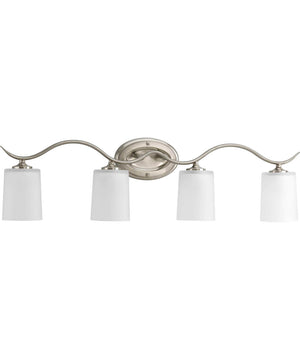 Inspire 4-Light Etched Glass Traditional Bath Vanity Light Brushed Nickel