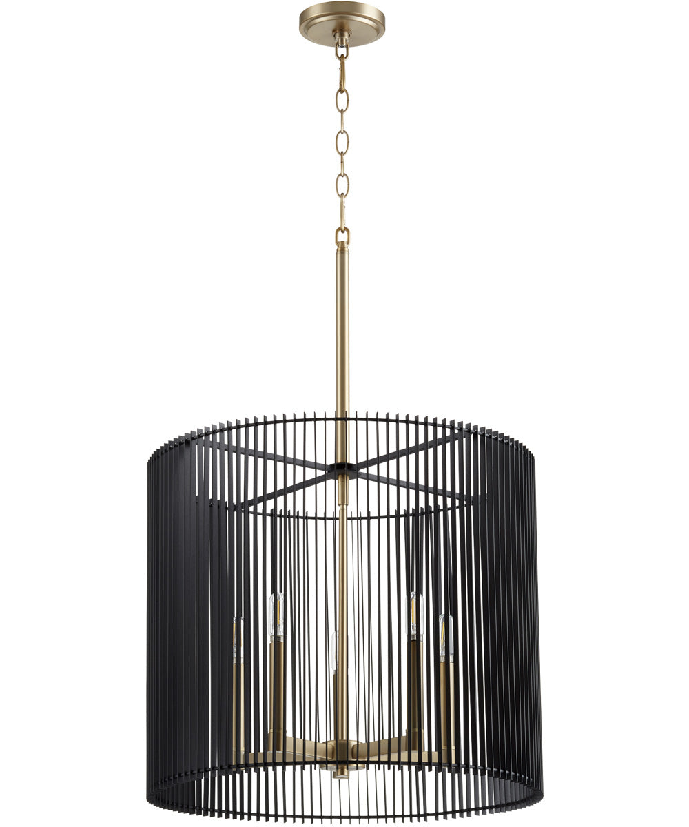 21"W Finura 5-light Pendant Aged Brass