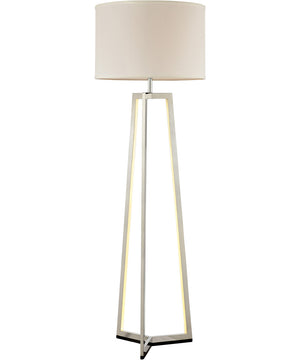 Pax 2-Light Floor Lamp W/Led Night Brushed Nickel/White Linen Shade
