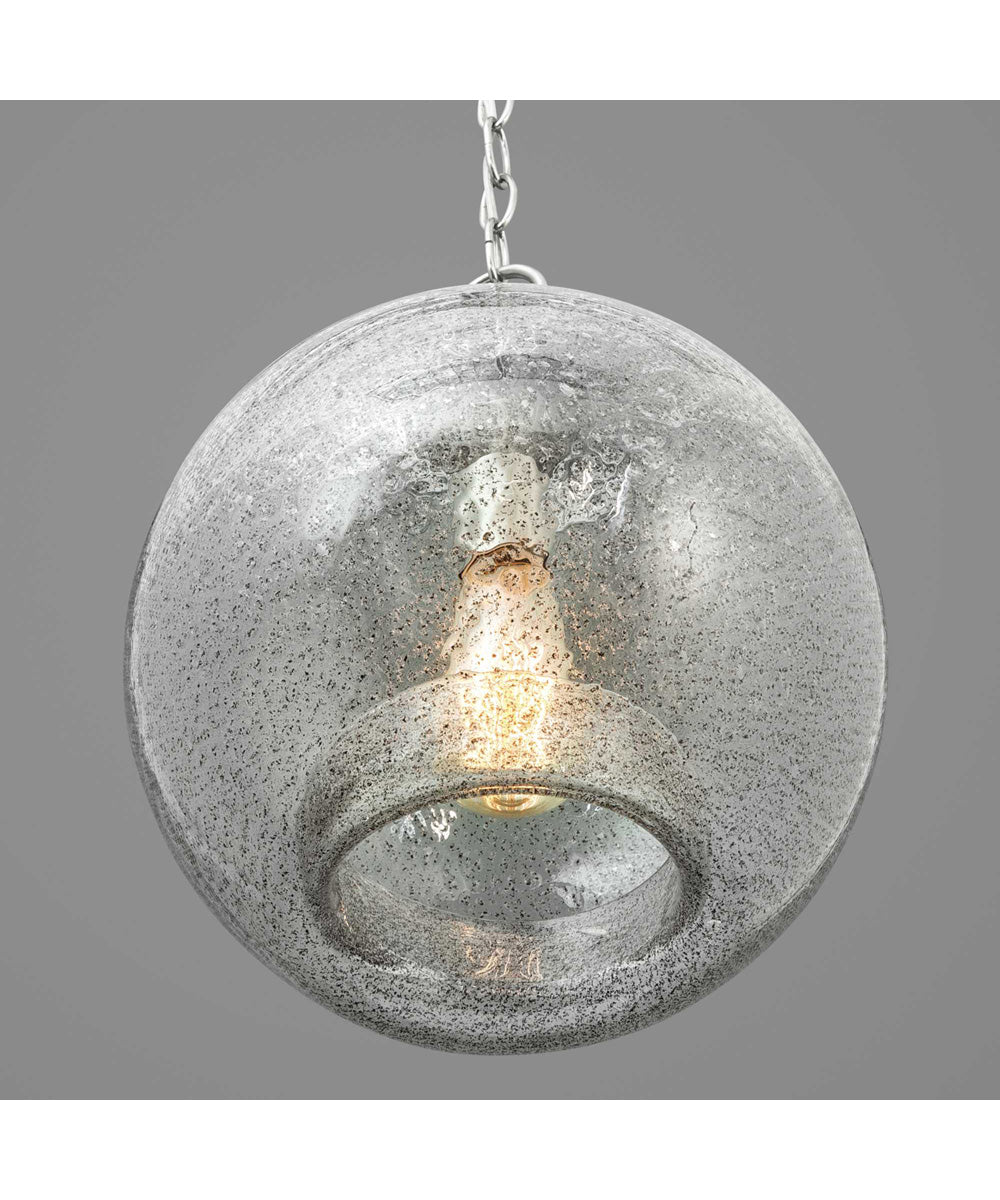 Malbec 1-Light Clear Textured Glass Global Pendant Light Brushed Nickel
