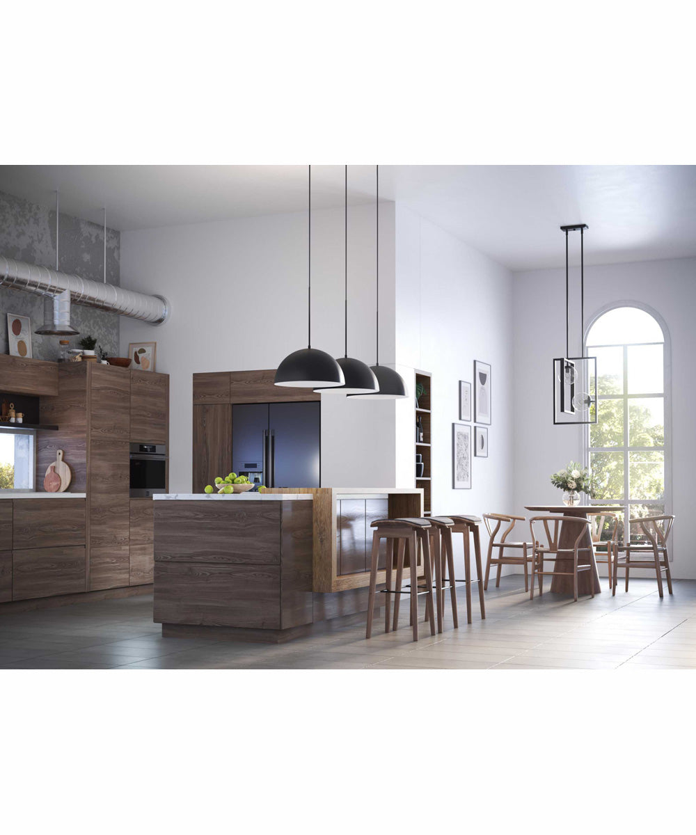 Perimeter 1-Light Mid-Century Modern Pendant with metal Shade Matte Black