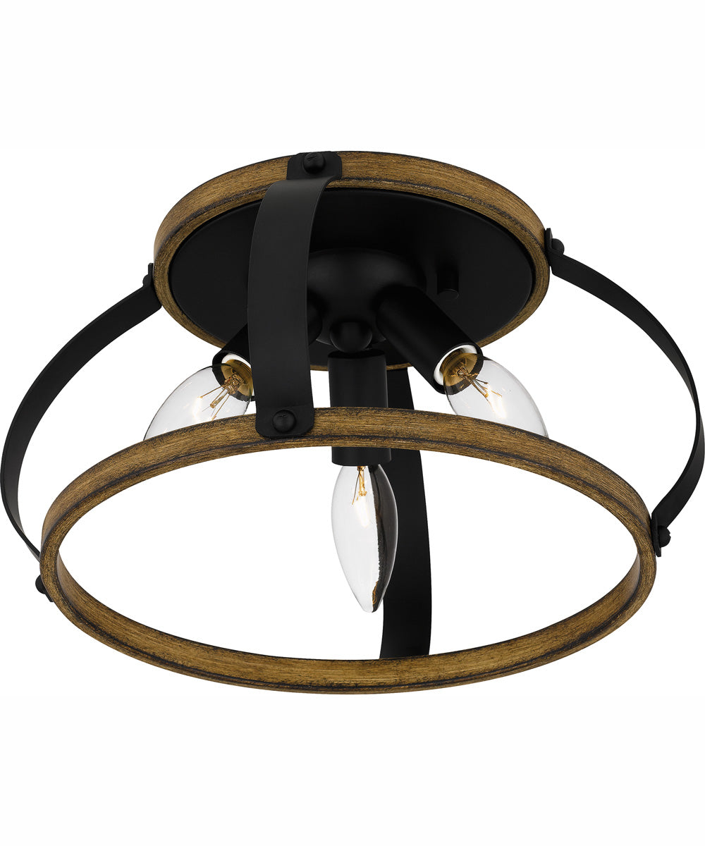 Quoizel Flush Mount Medium 3-light Flush Mount Matte Black