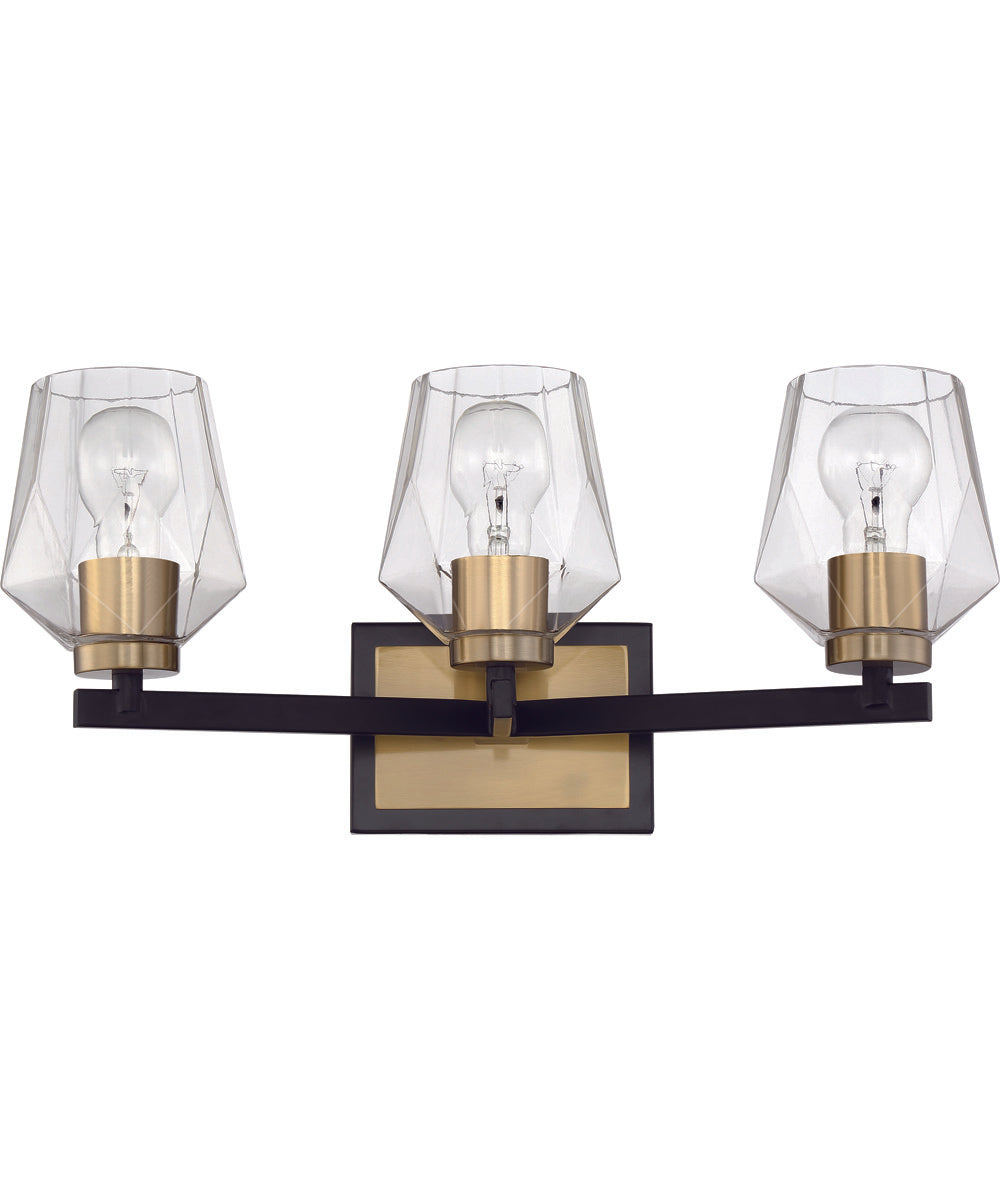 Avante Grand 3-Light Vanity Flat Black/Satin Brass