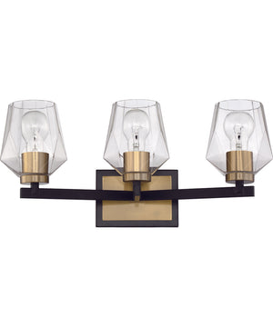 Avante Grand 3-Light Vanity Flat Black/Satin Brass