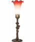 15" High Pink/White Tiffany Pond Lily Nouveau Lady Mini Lamp