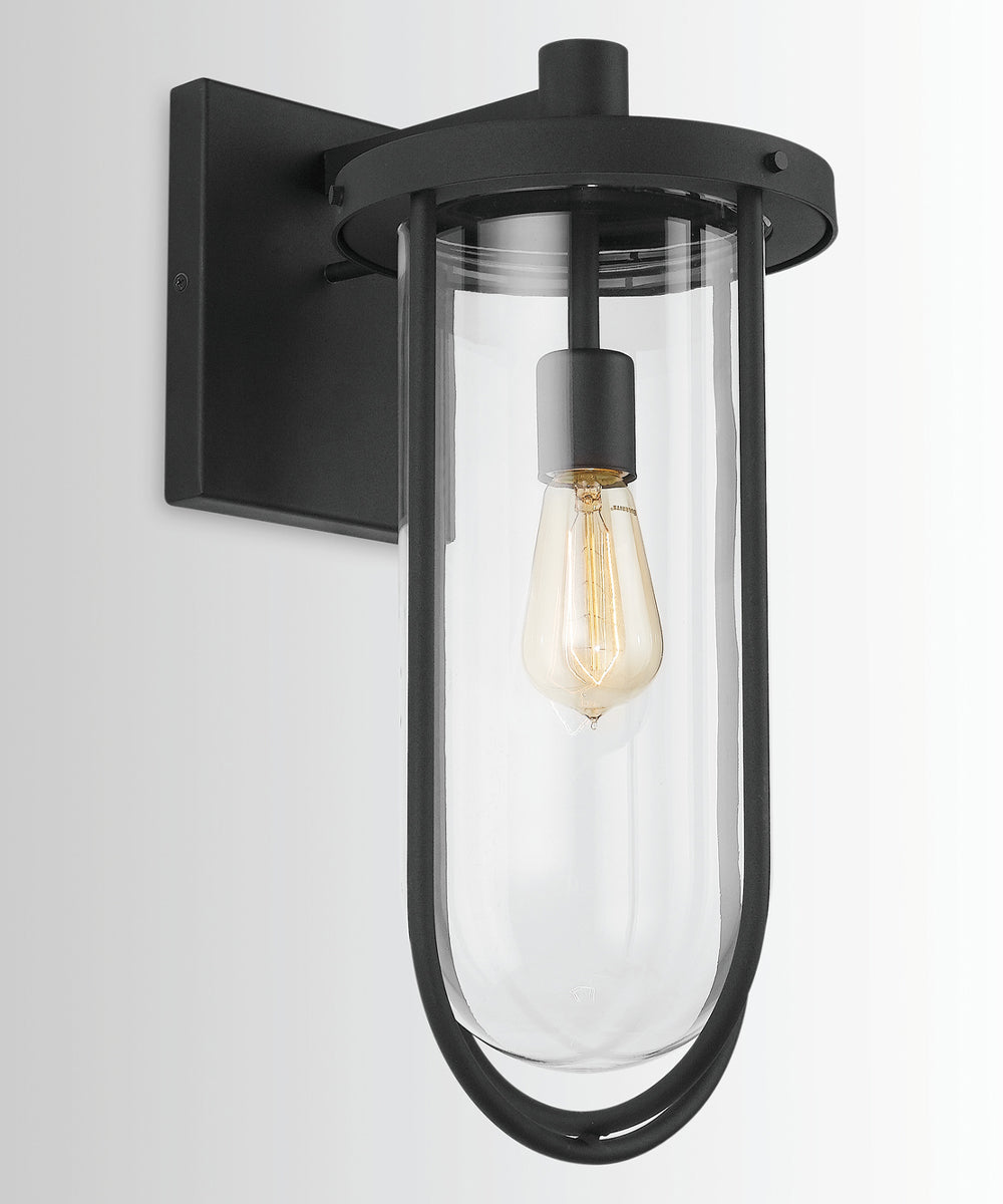 Corbin 1-Light Outdoor Wall Mount Rain or Shine - Black with Clear Glass