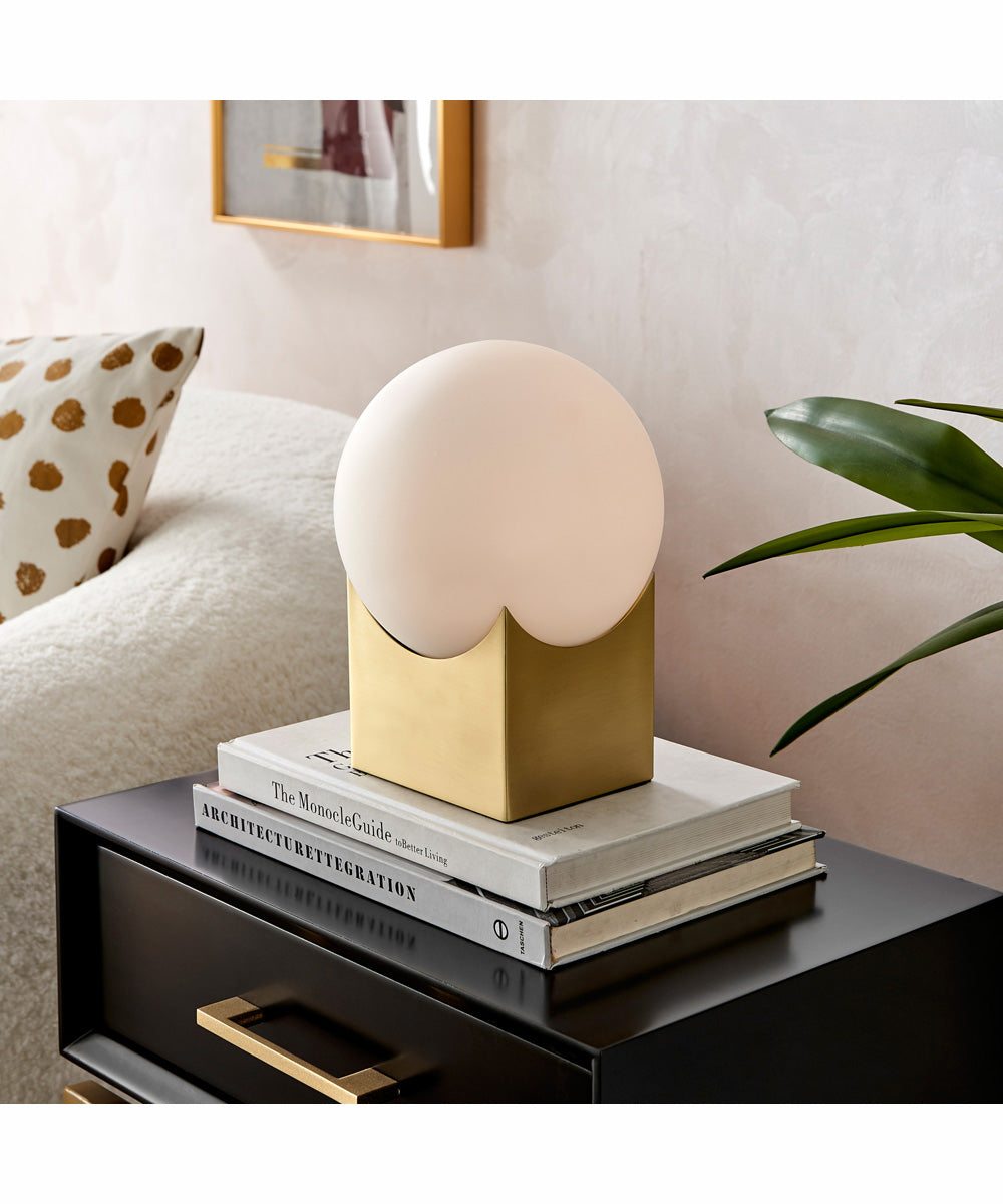 Oksena 1-Light Table Lamp Gold/Frost Glass Shade