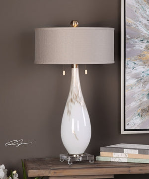 32"H Cardoni White Glass Table Lamp