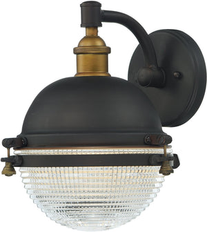 11"H Portside 1-Light Outdoor Wall Sconce Oil Rubbed Bronze / Antique Brass