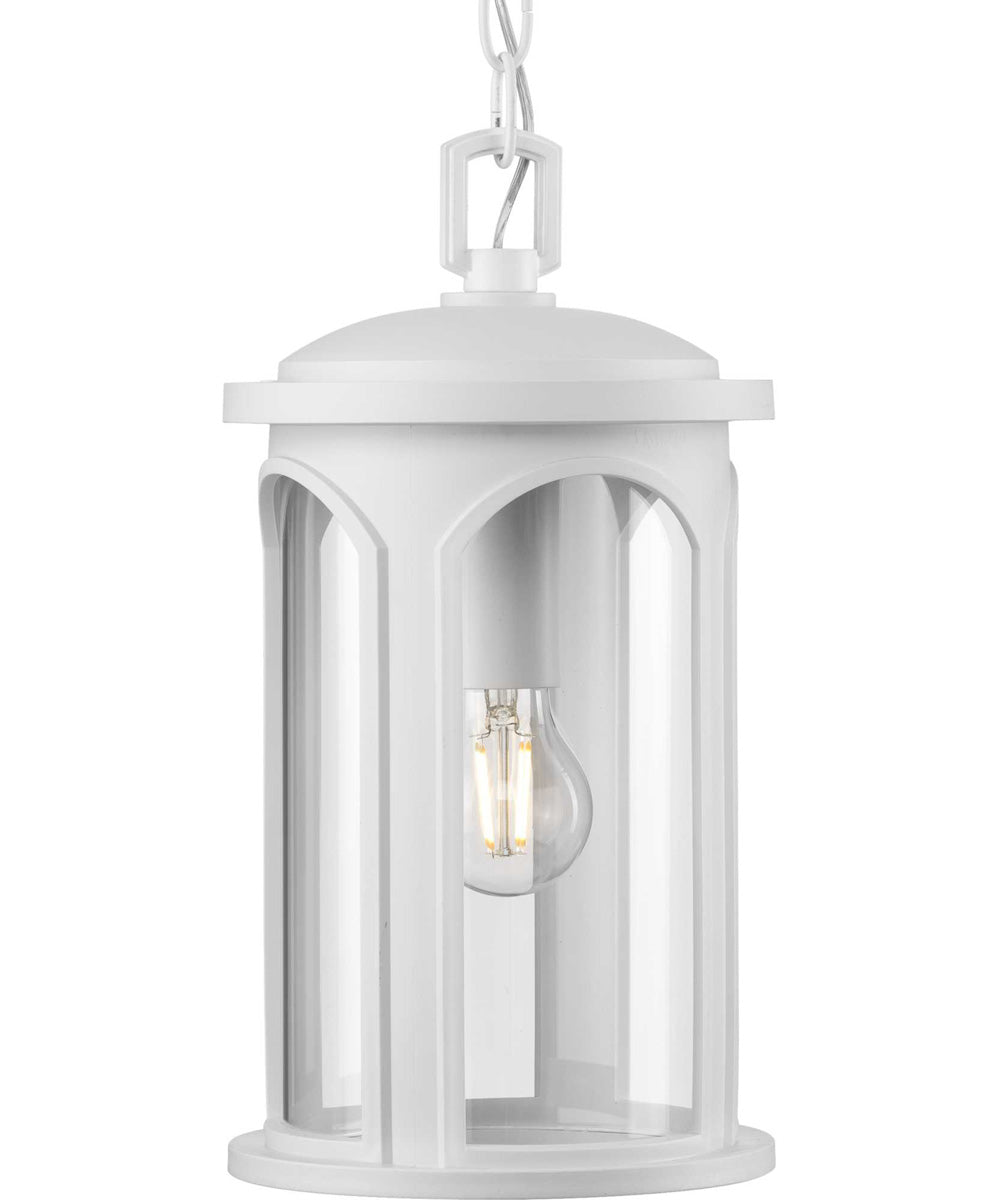 Gables 1-Light Coastal Clear Glass Outdoor Wall Lantern Satin White